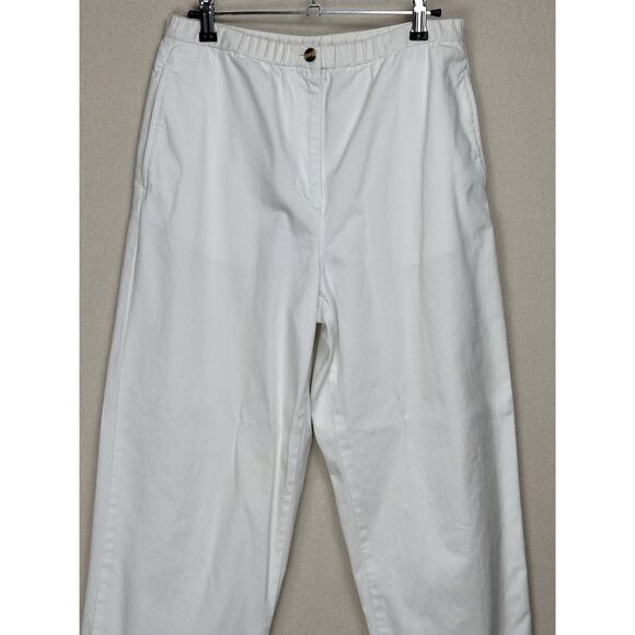 Talbots Women’s White Pants Loose Fit Elastic Waist 100% Cotton Sz 6 - Picture 2 of 16